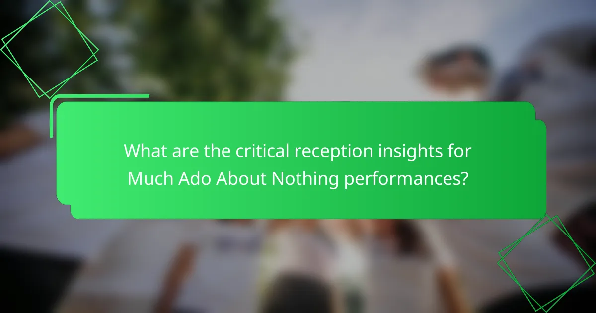 What are the critical reception insights for Much Ado About Nothing performances?