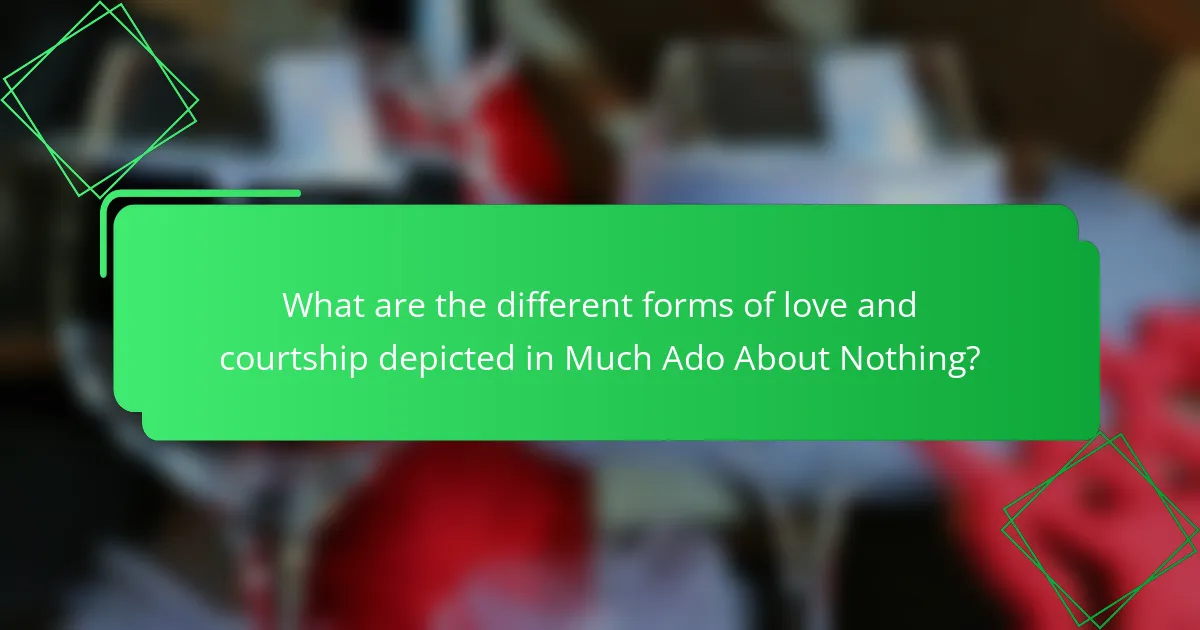 What are the different forms of love and courtship depicted in Much Ado About Nothing?