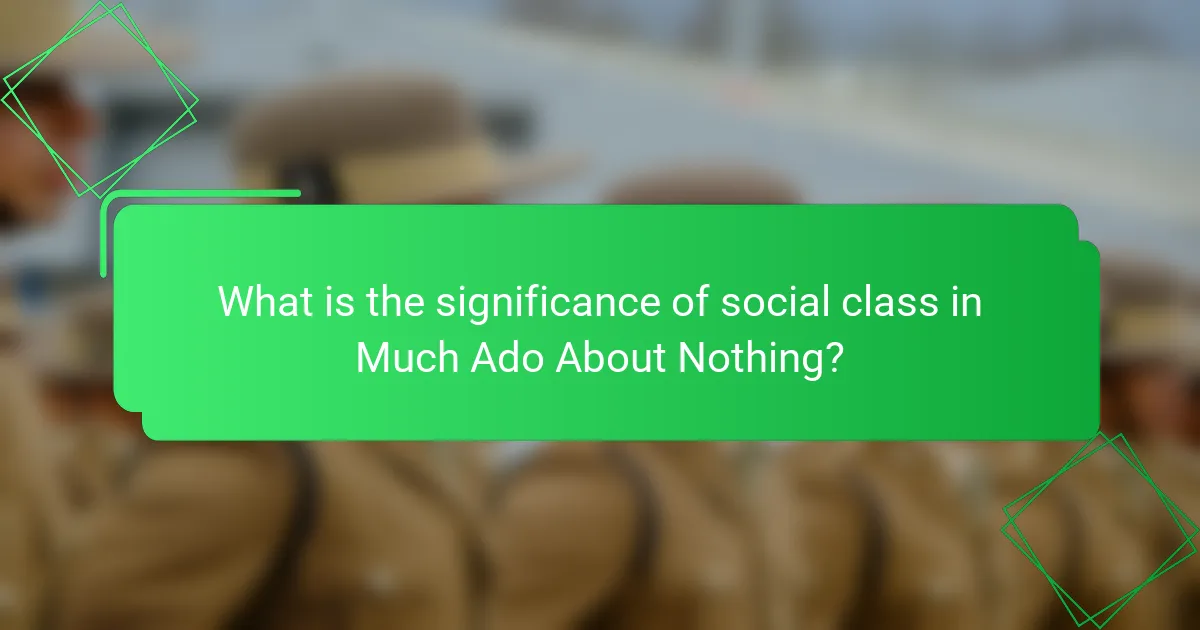 What is the significance of social class in Much Ado About Nothing?