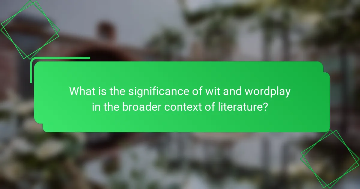 What is the significance of wit and wordplay in the broader context of literature?